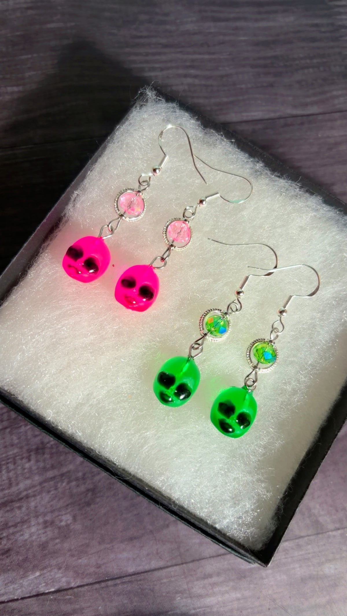 Handmade alien earrings