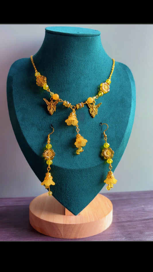 Handmade yellow garden fairy set