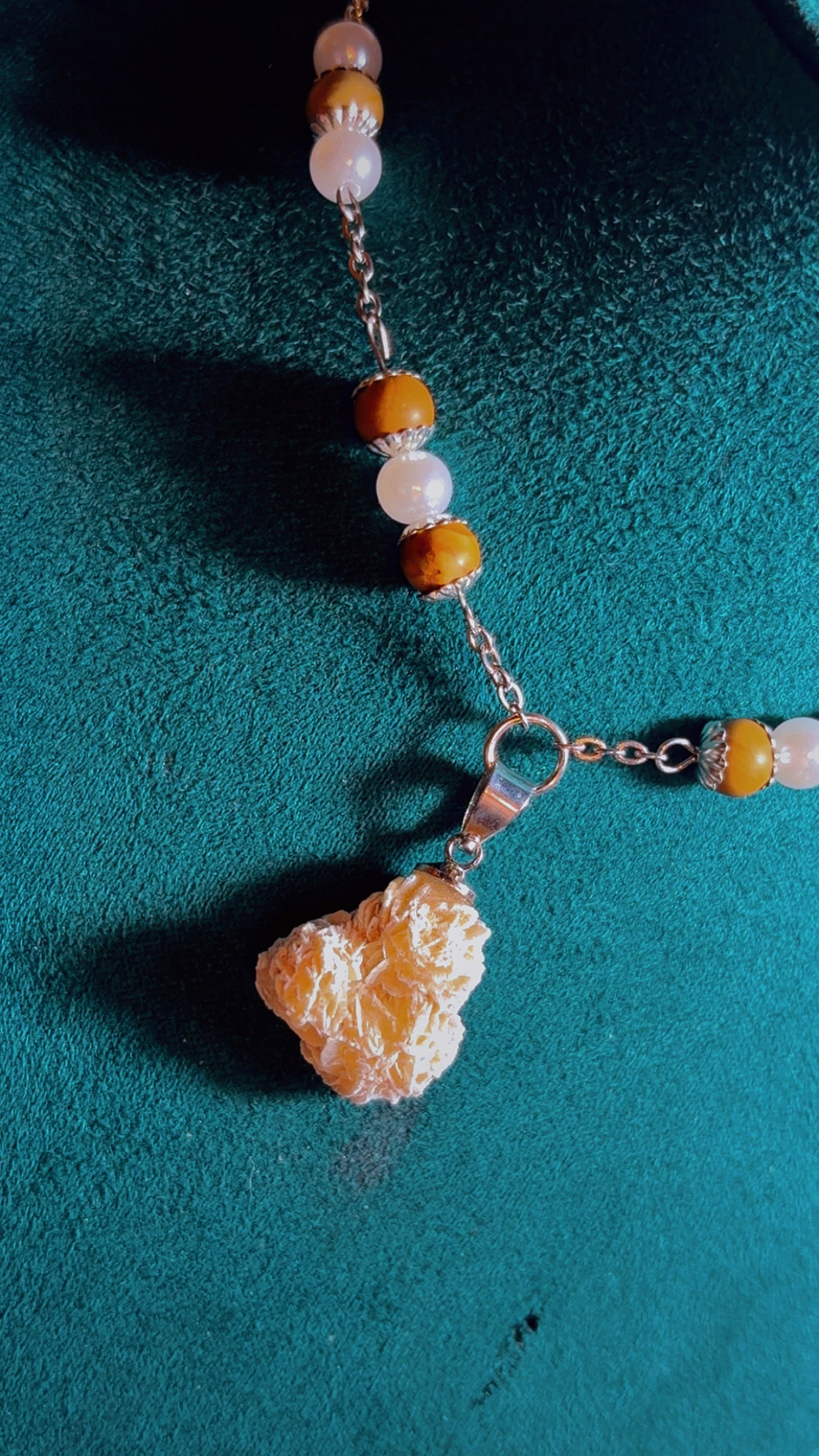 Handmade desert rose selenite necklace