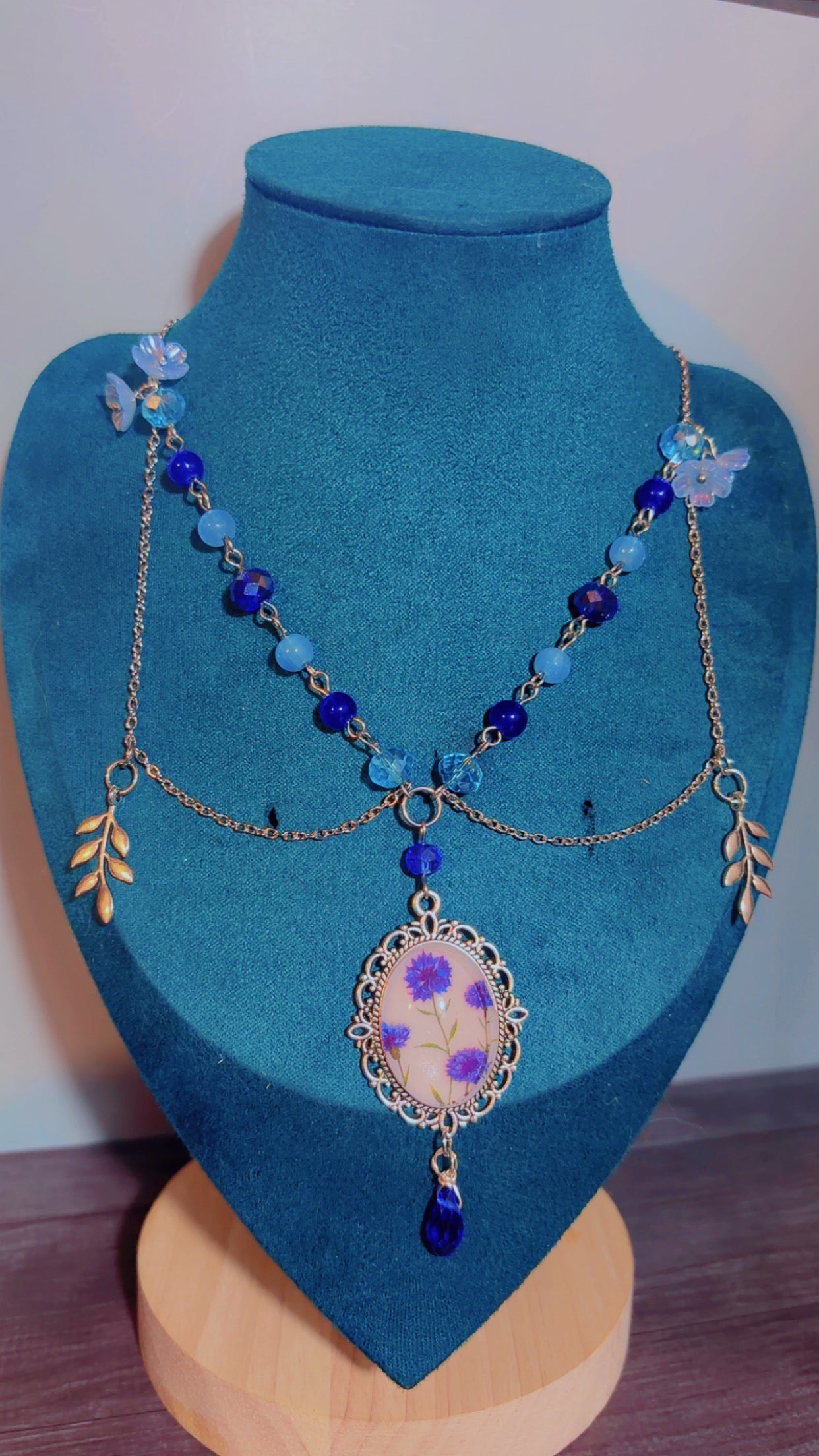 Handmade layered flower garden fairycore cameo necklace