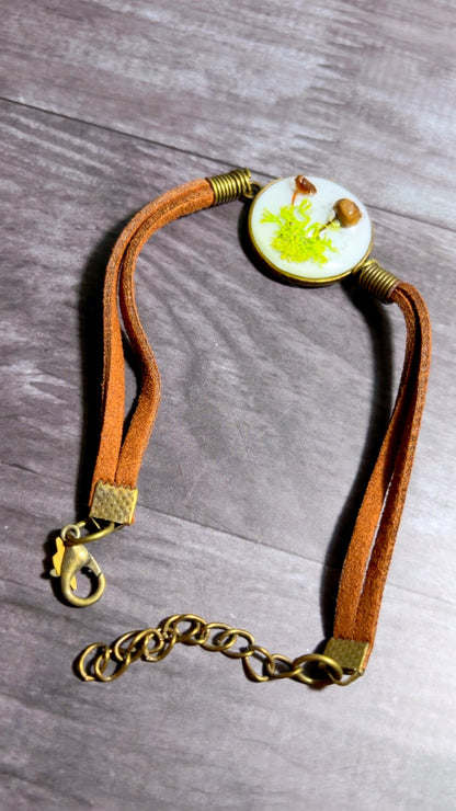 Handmade bracelet with real mushrooms & moss