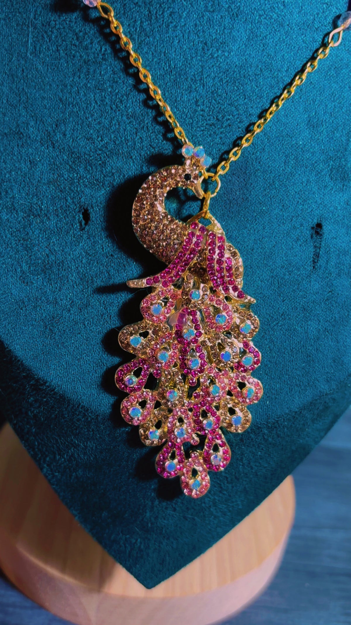 Handmade coquette peacock necklace