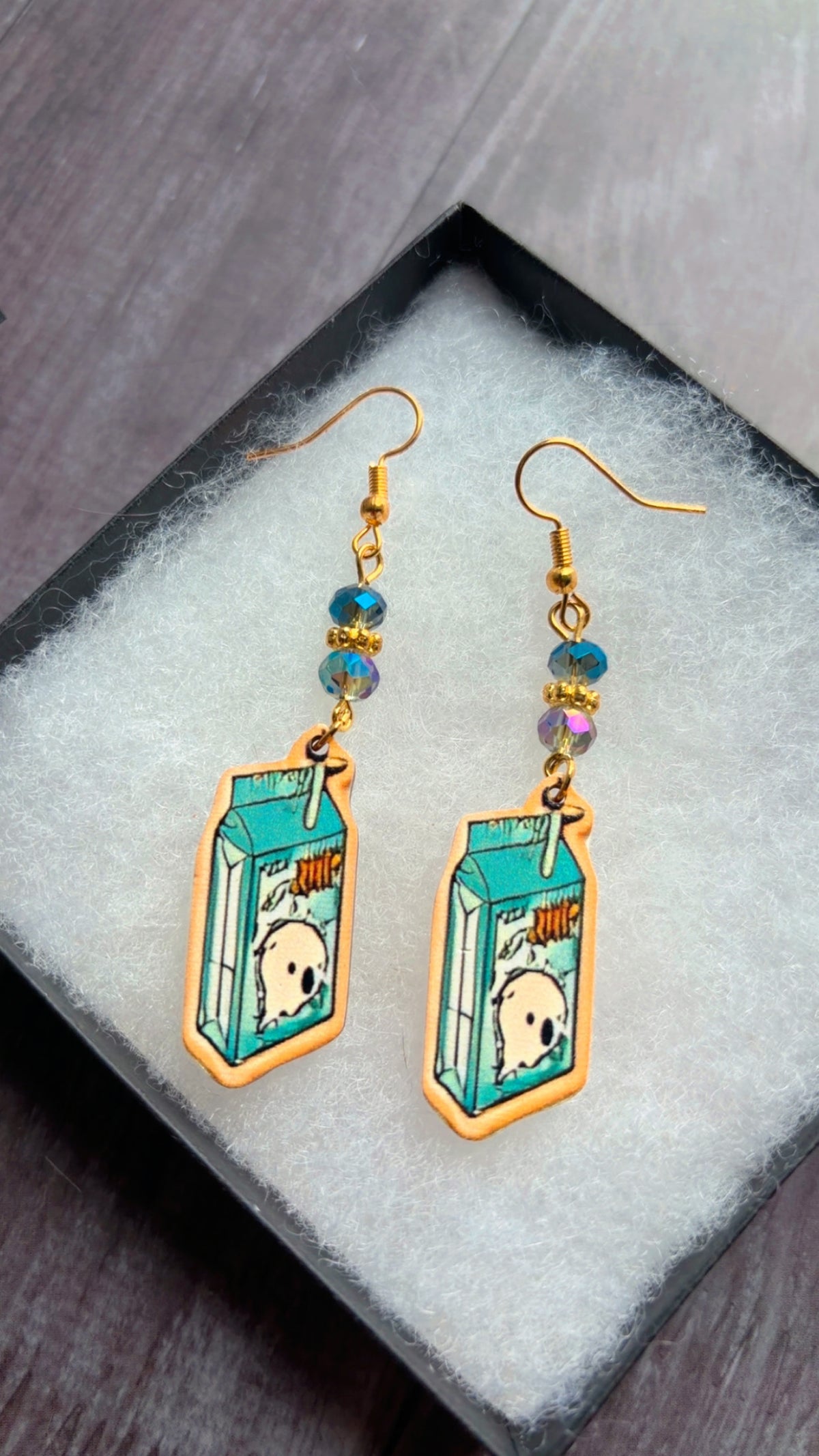 Handmade boo berry milk earrings