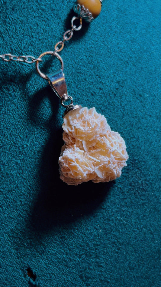 Handmade desert rose selenite necklace