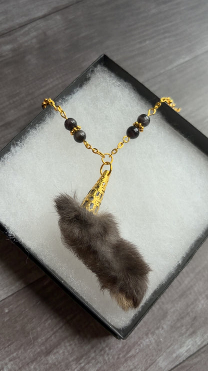 Handmade- Real rabbit foot necklace