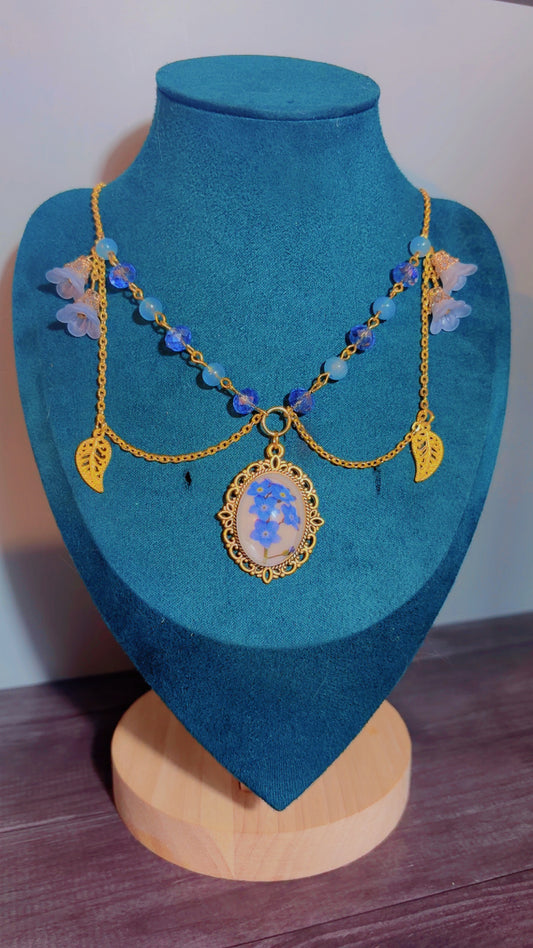 Handmade layered flower garden fairycore cameo necklace