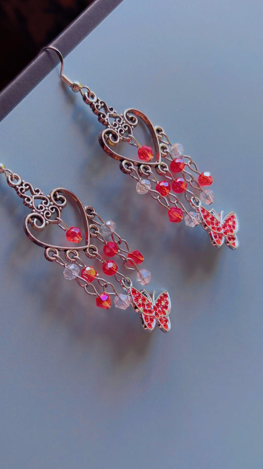 Handmade butterfly chandelier earrings