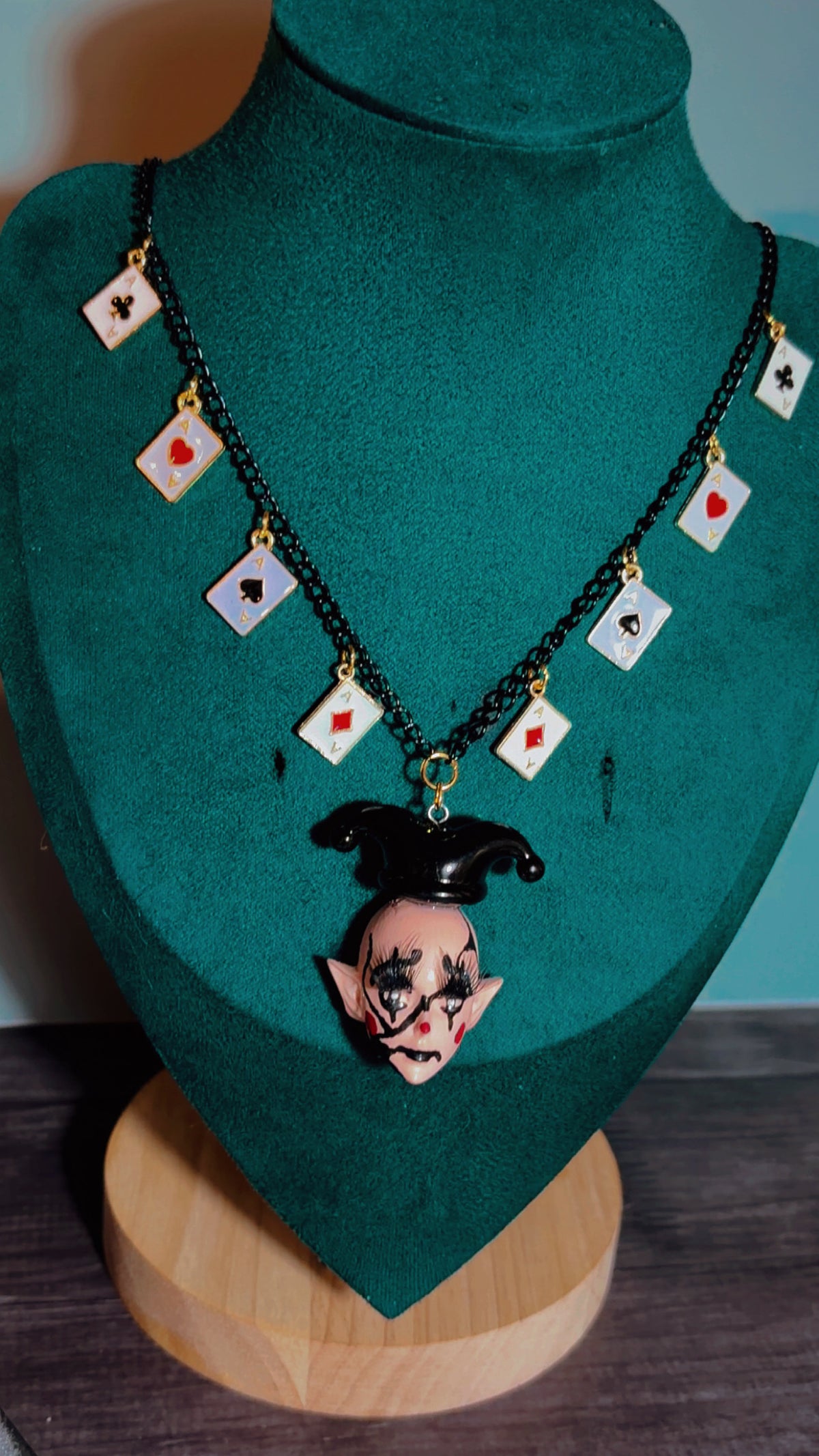 Handmade joker clown necklace