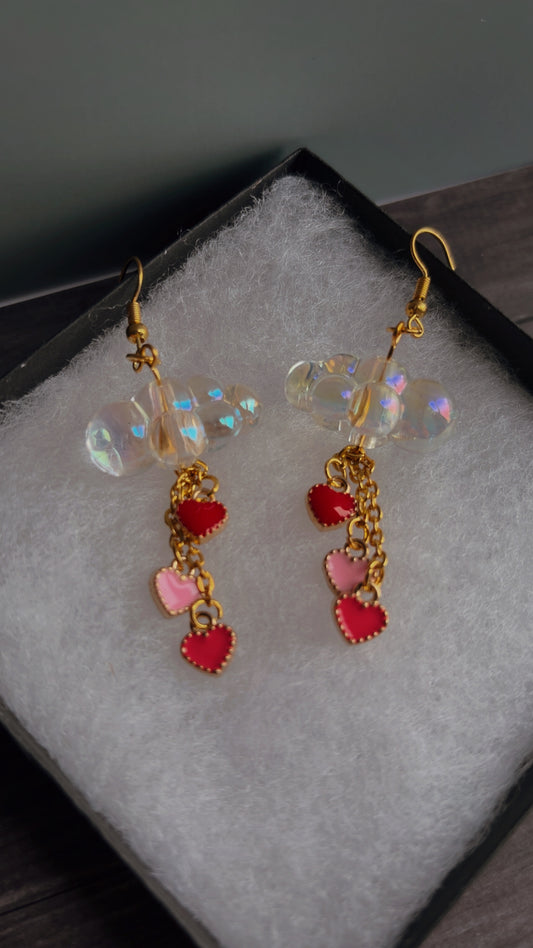 Handmade bubble cloud & heart earrings