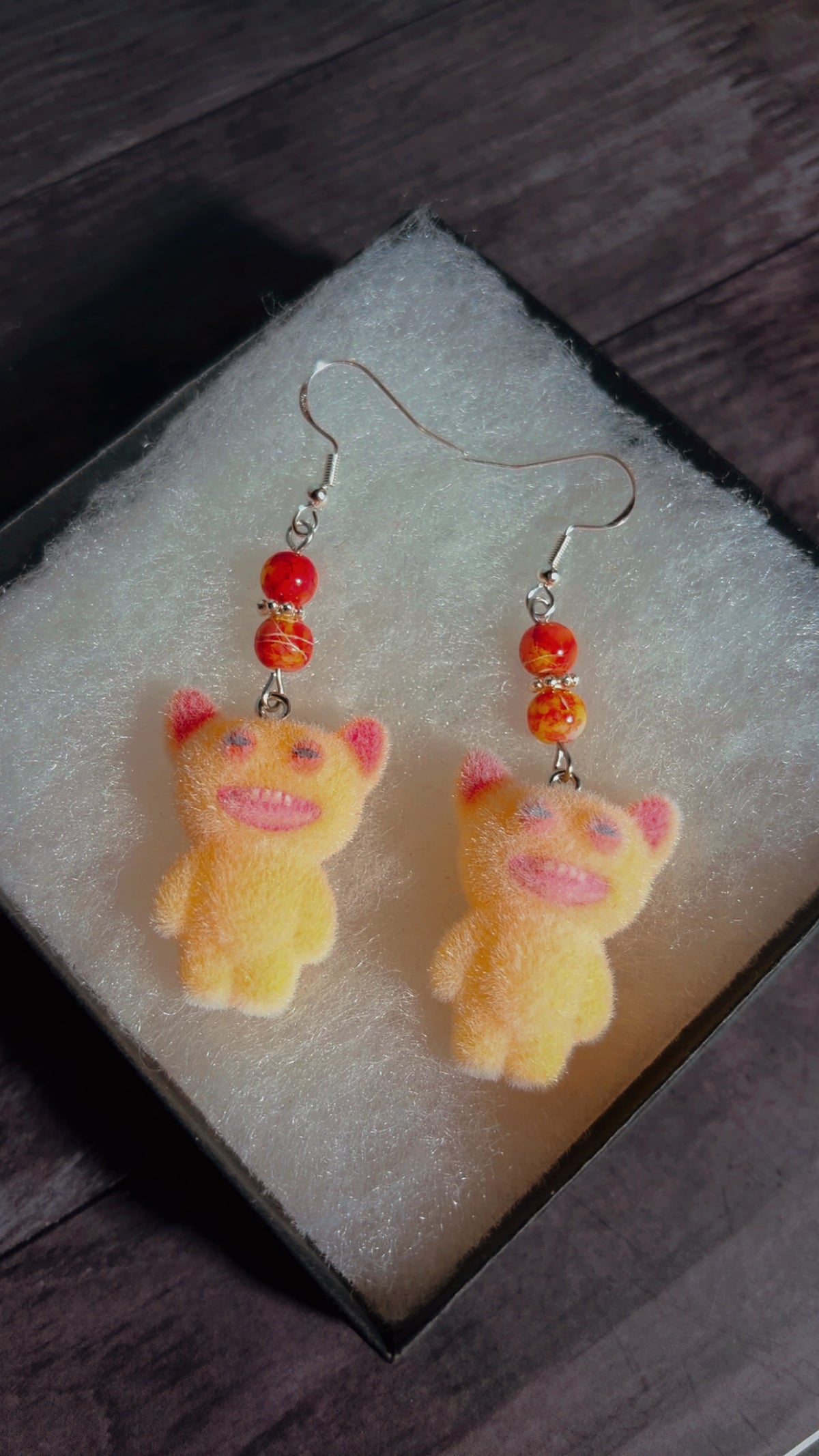 Handmade fuzzy little monster earrings (fuggler inspired)