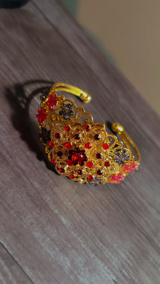 Handmade adjustable rhinestone cuff bracelet