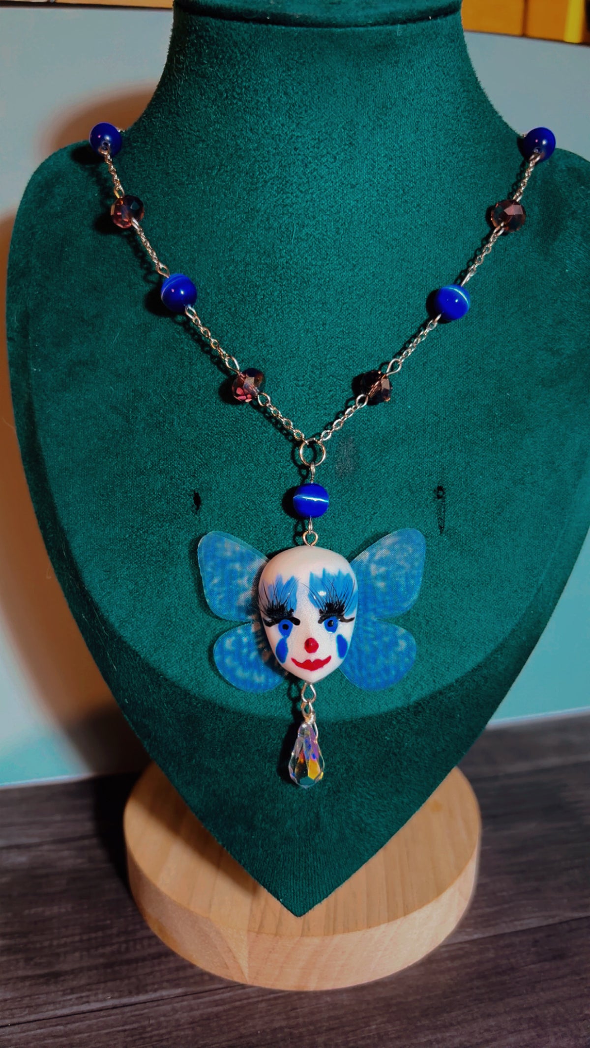 Handmade clown butterfly necklace