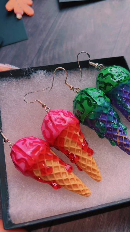 Handmade brains icecream earrings