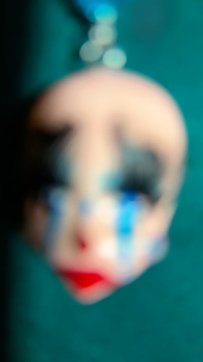 Handmade cry baby clown necklace