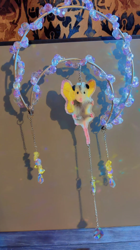 Handmade fairy opossum suncatcher