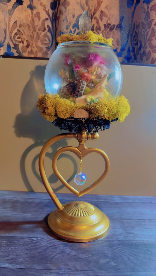 Handmade oddity piece made using a vintage candle holder