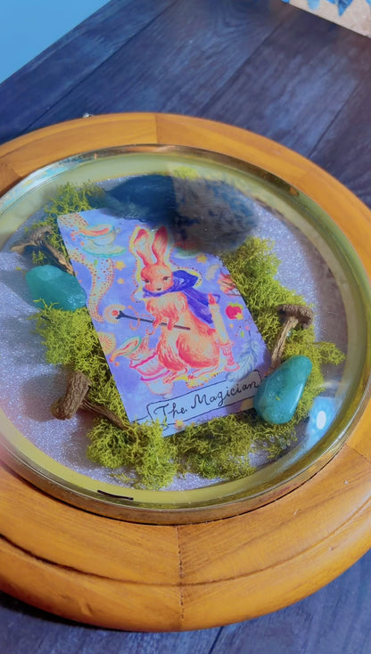 Handmade framed art with a taxidermy rabbit foot