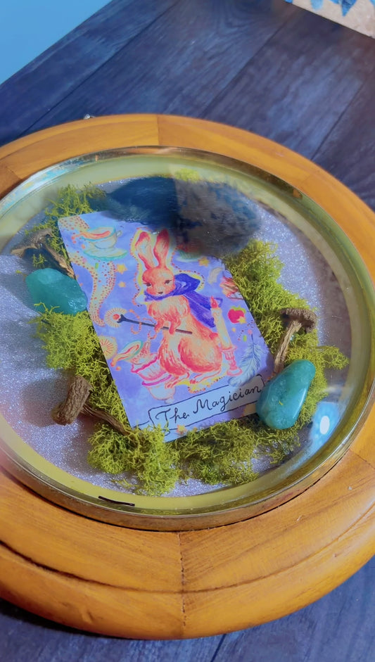 Handmade framed art with a taxidermy rabbit foot