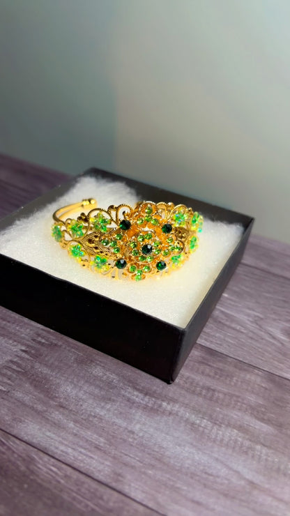 Handmade adjustable rhinestone cuff bracelet