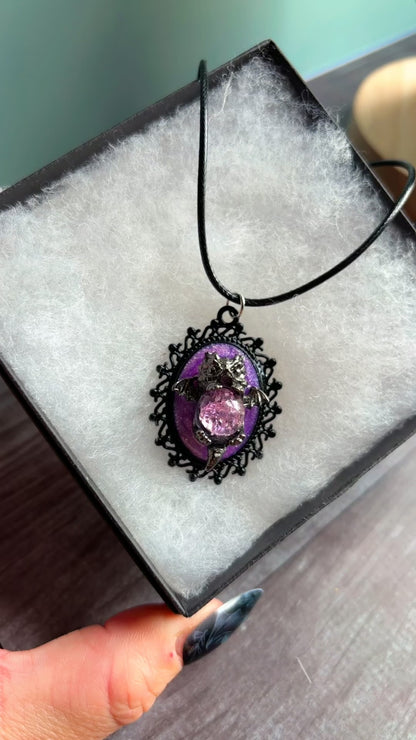 Handmade dragon cameo necklace