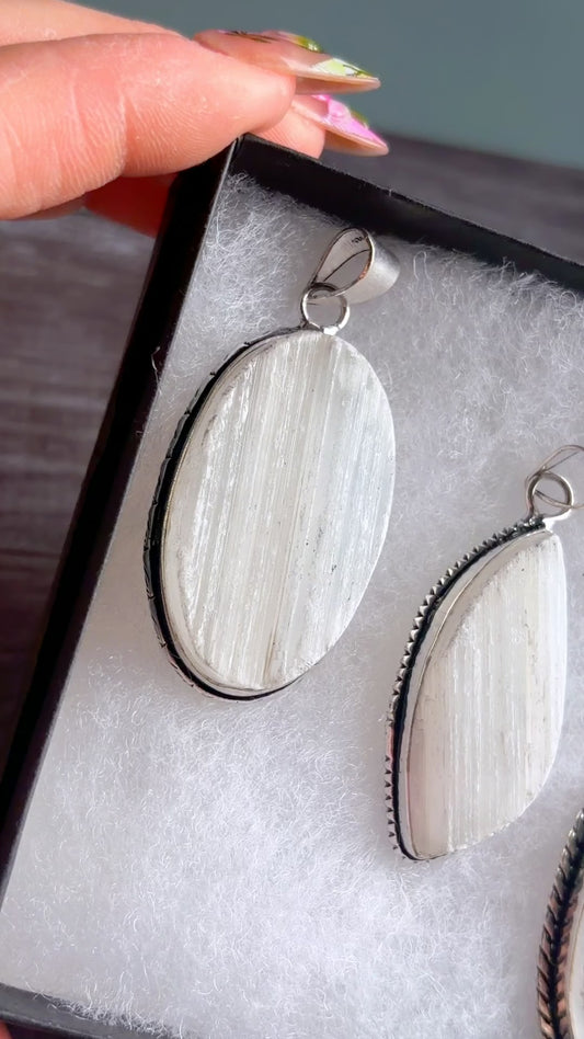 Selenite pendants