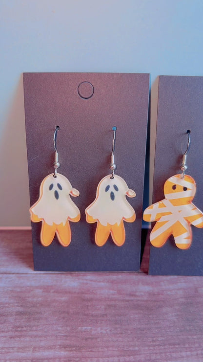 Handmade Halloween gingerbread people earrings