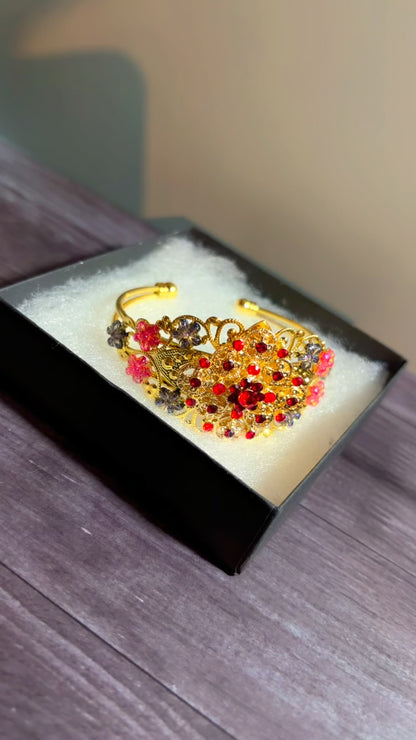 Handmade adjustable rhinestone cuff bracelet